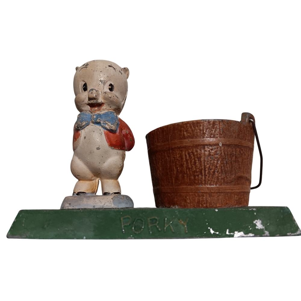 Porky Pig Moss Metal 1940s Character w Bucket Looney Tunes Warner Brothers Co.